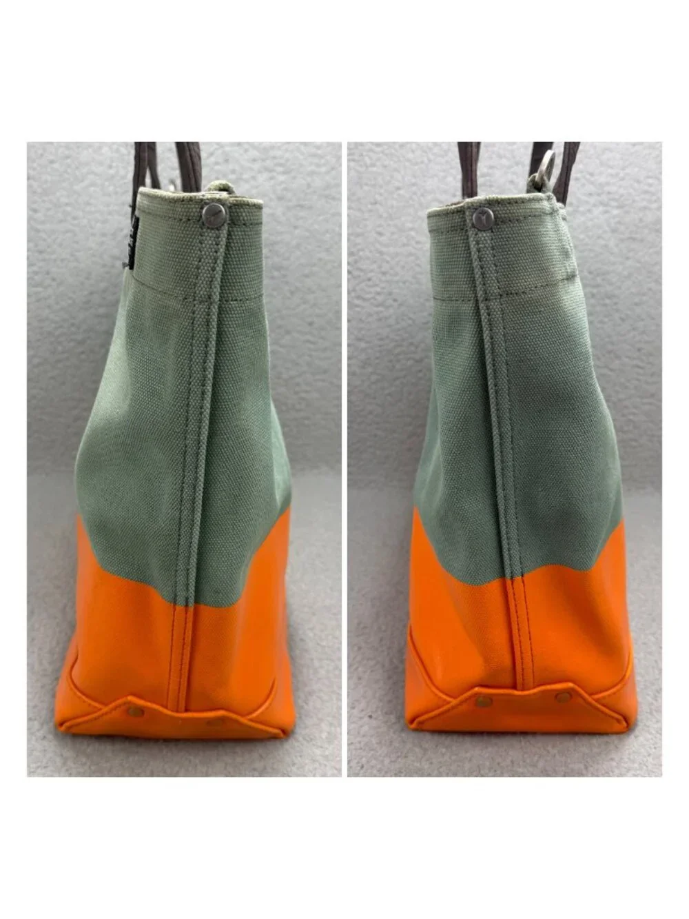 Jack Spade Tote Bag Green Orange Dipped Industrial Canvas Coal Utility Shoulder